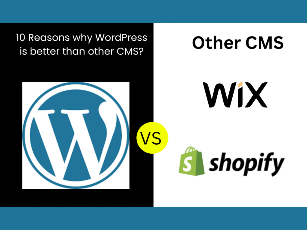 "Illustration showing WordPress CMS outperforming other content management systems in flexibility, SEO, customization, and user-friendliness."
